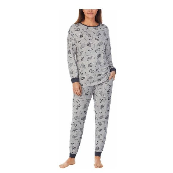 NWT Wizarding World Harry Potter Cozy 2 Piece Pajama Set Gray Size M $60 FFF181 - Picture 1 of 4